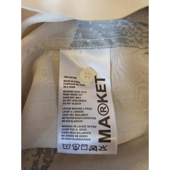 Market Earth Bitmap Short Sleeve Shirt Mens Sz 2XL Cream Button Up Worldwear NWT - Picture 7 of 9